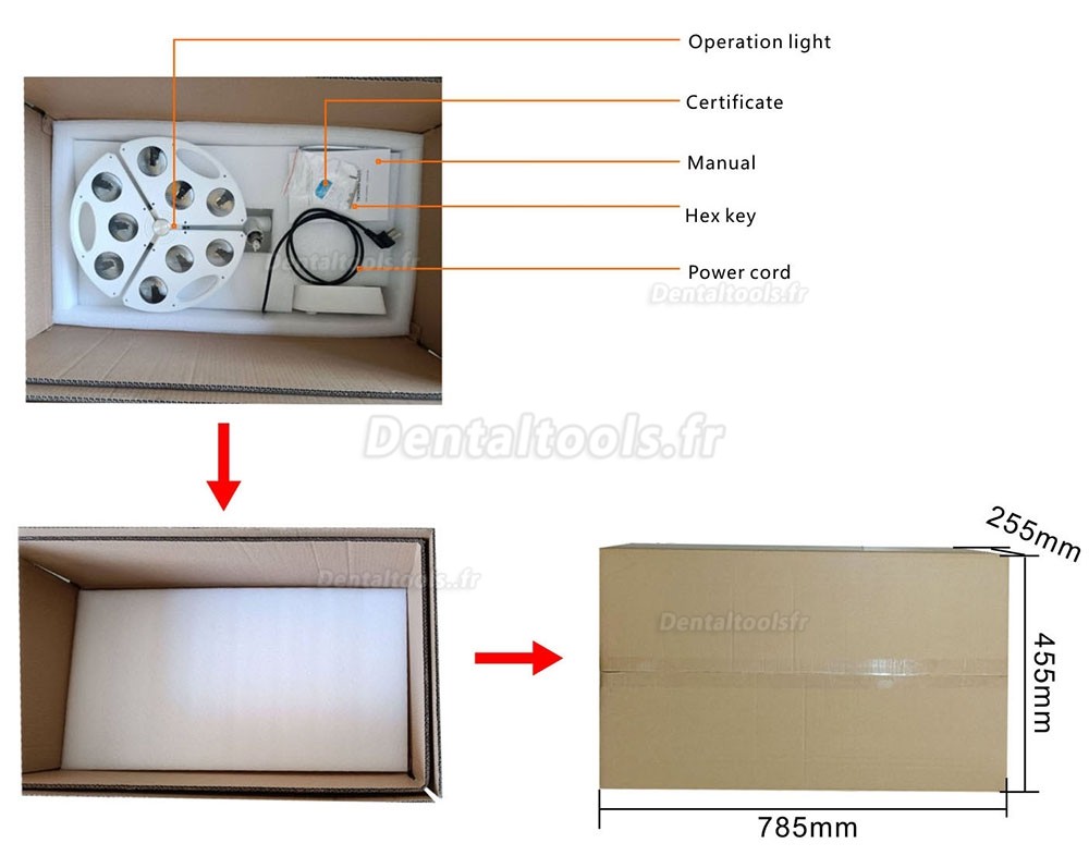 KWS KD-2012B-5 lampe scialytique dentaire LED sans ombre 90W montage mural
